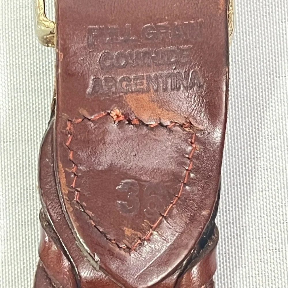 Leather Belt 36 Woven Brown Full Grain Cowhide Made in Argentina